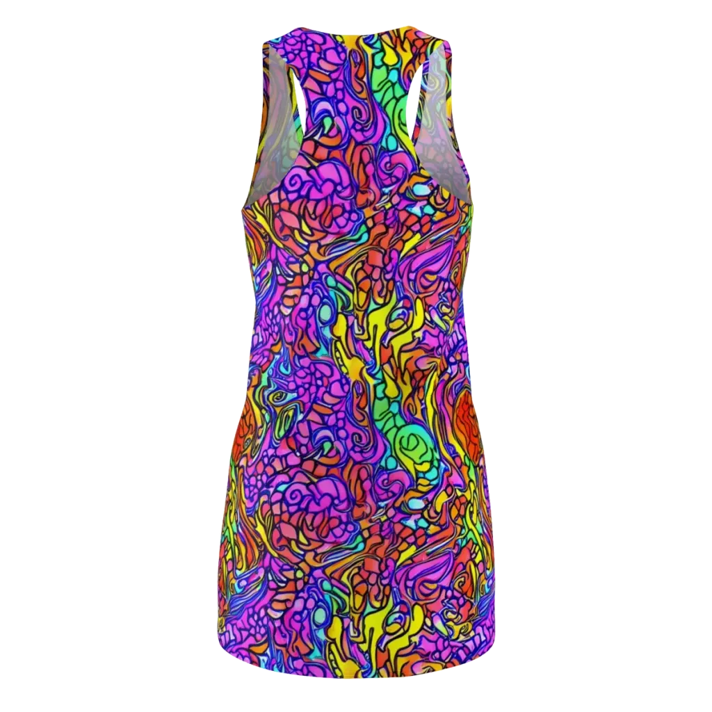 Technicolor Tangle on Racerback Dress — Back