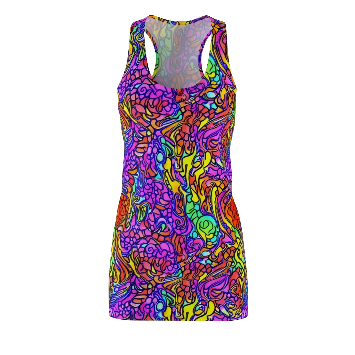 Technicolor Tangle on Racerback Dress — Front