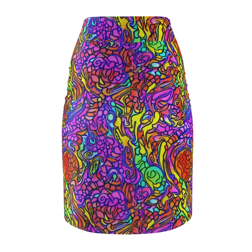 Technicolor Tangle on Pencil Skirt — Back