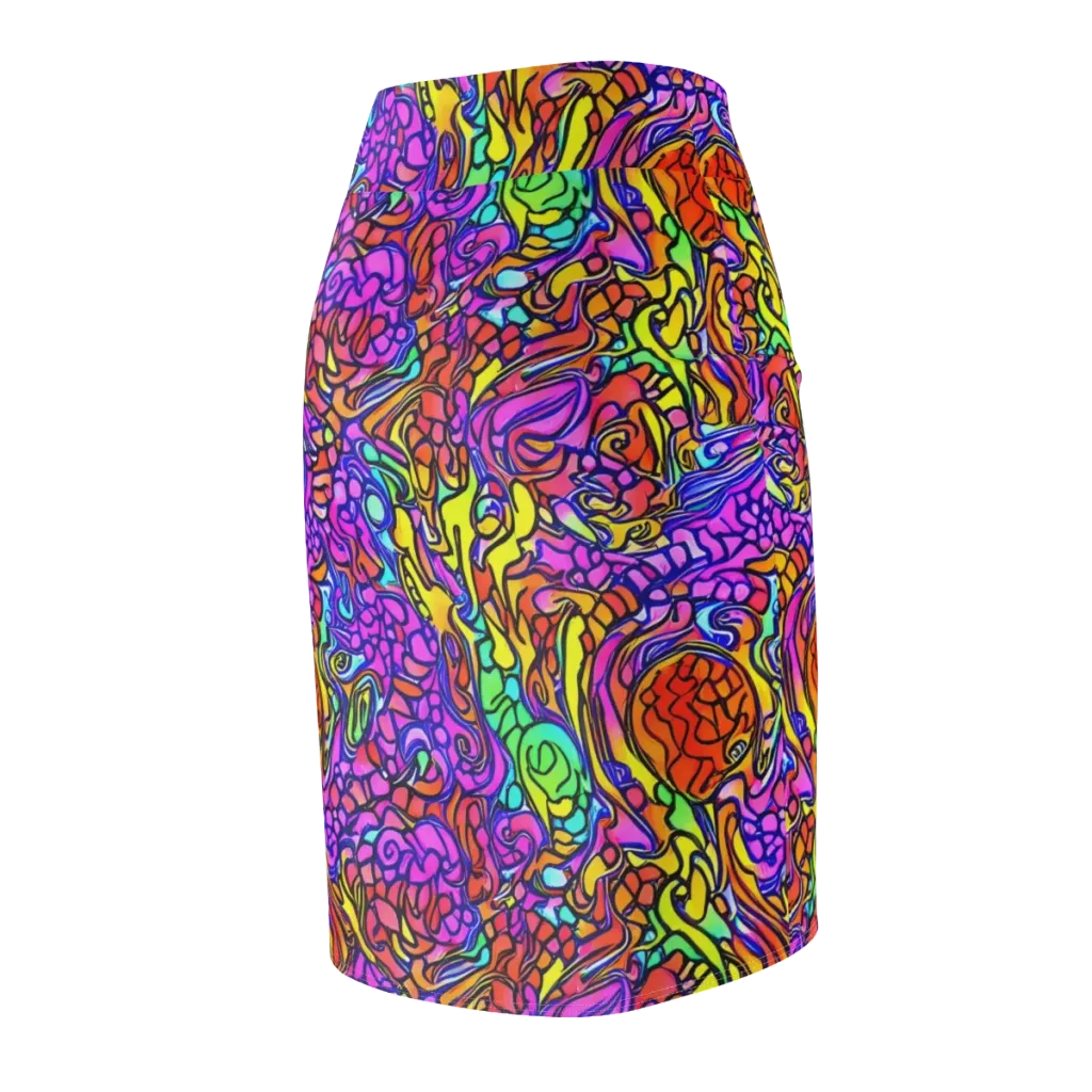 Technicolor Tangle on Pencil Skirt — Back Side