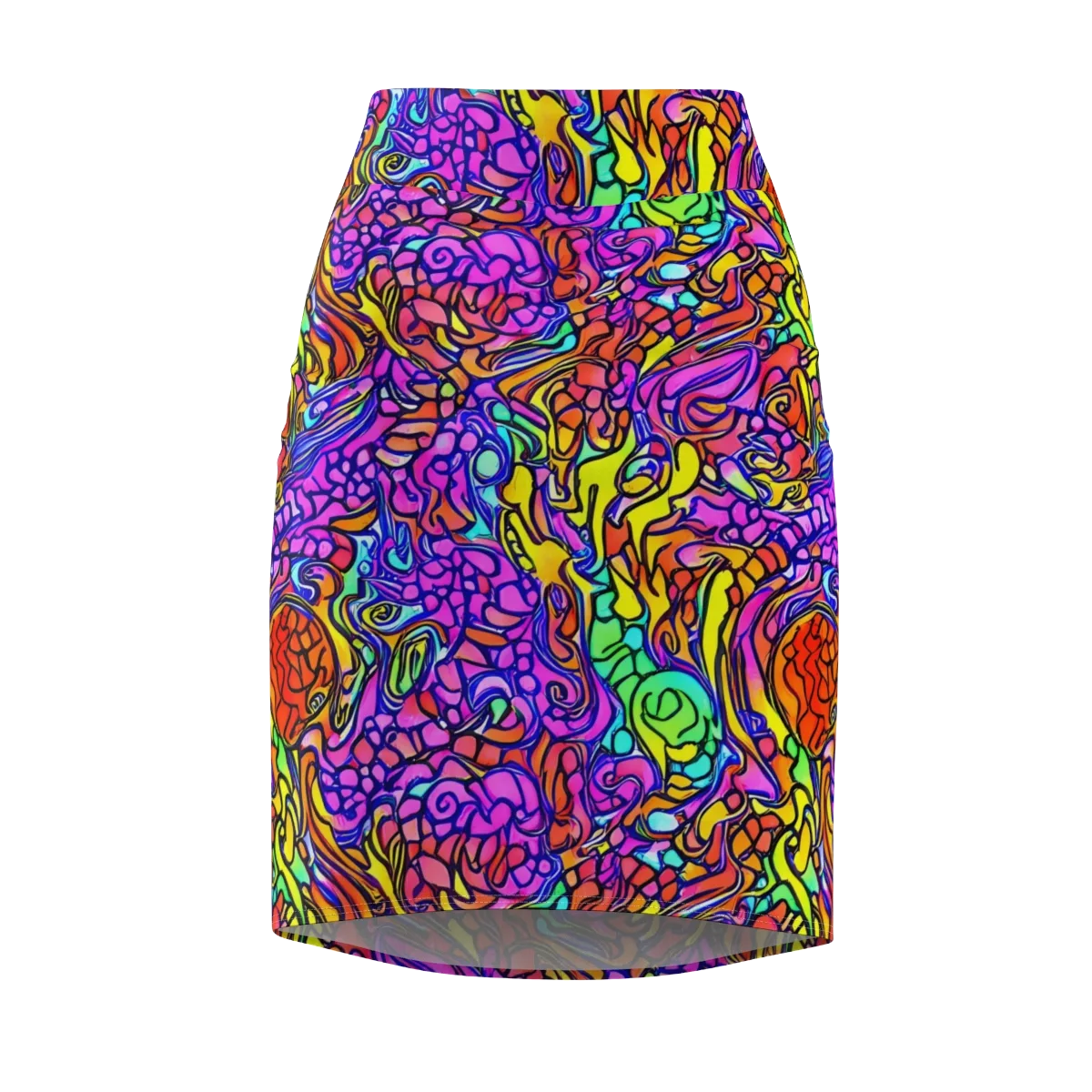 Technicolor Tangle on Pencil Skirt — Front
