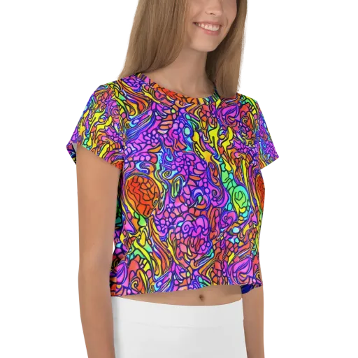 Technicolor Tangle on a Crop Tee