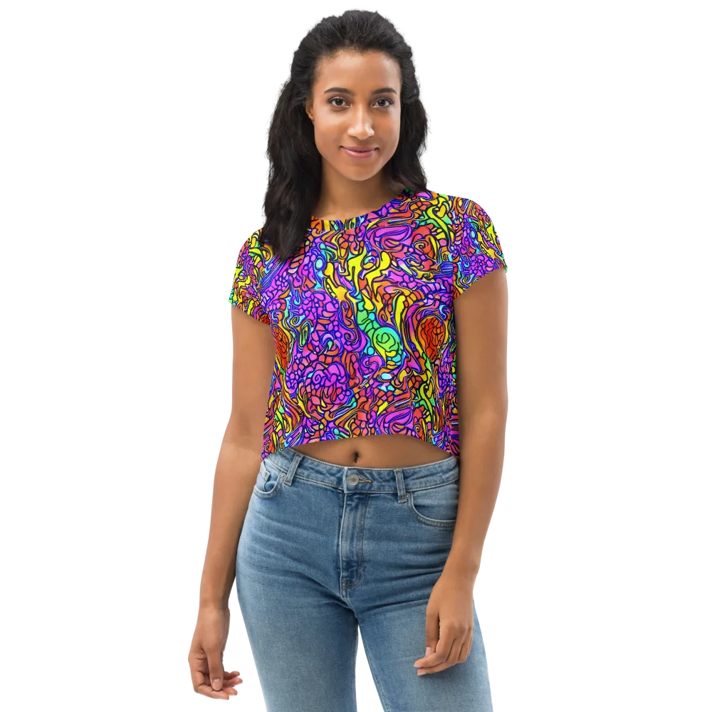 Technicolor Tangle on Crop Tee — Front