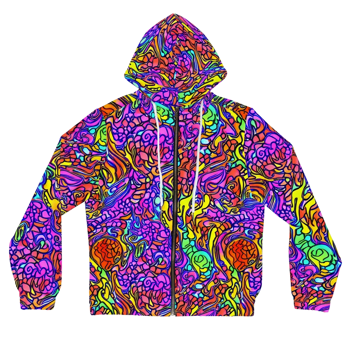 Technicolor Tangle on Women's Full-Zip Hoodie — Front