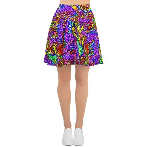 Technicolor Tangle on a Skater Skirt