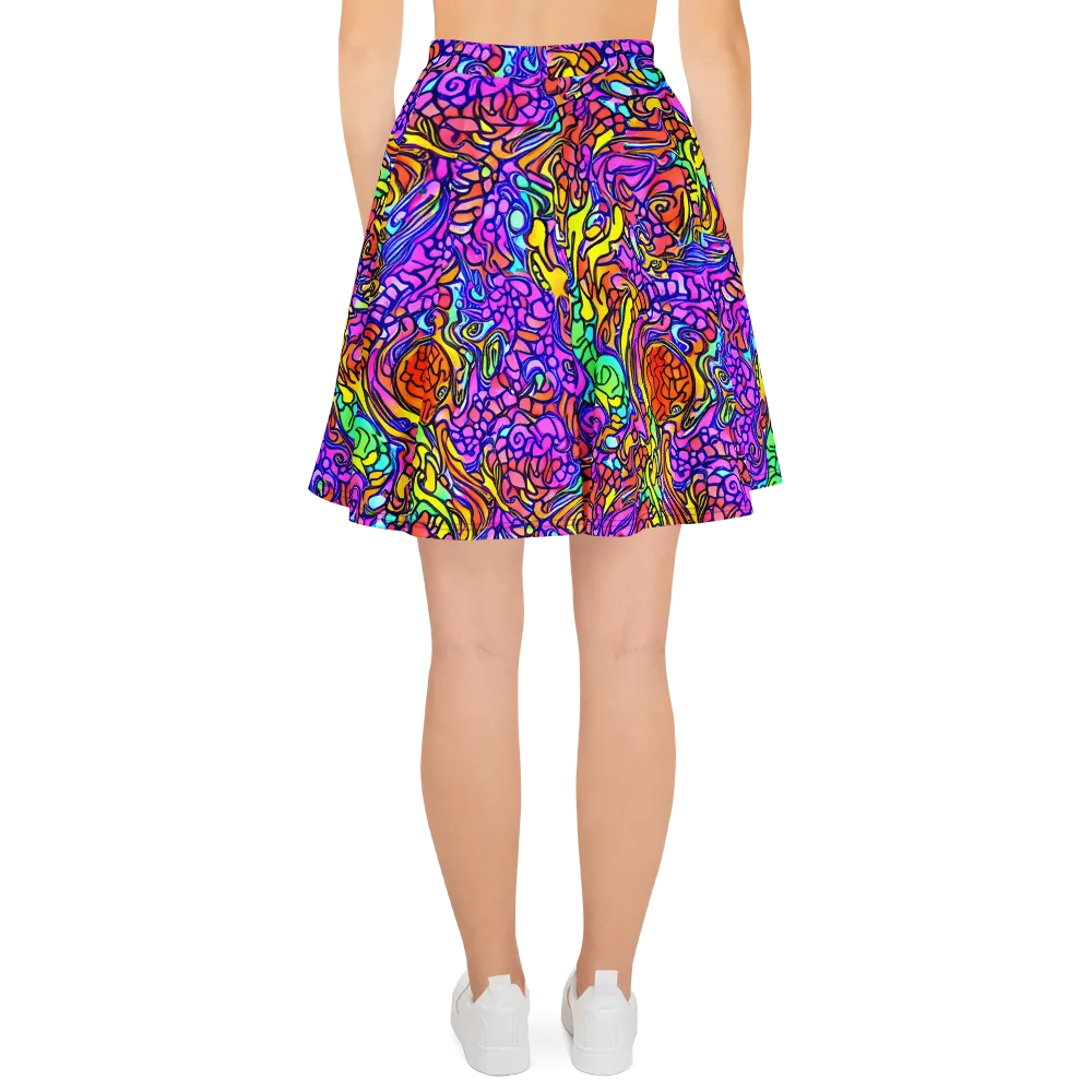 Technicolor Tangle on Skater Skirt — Back
