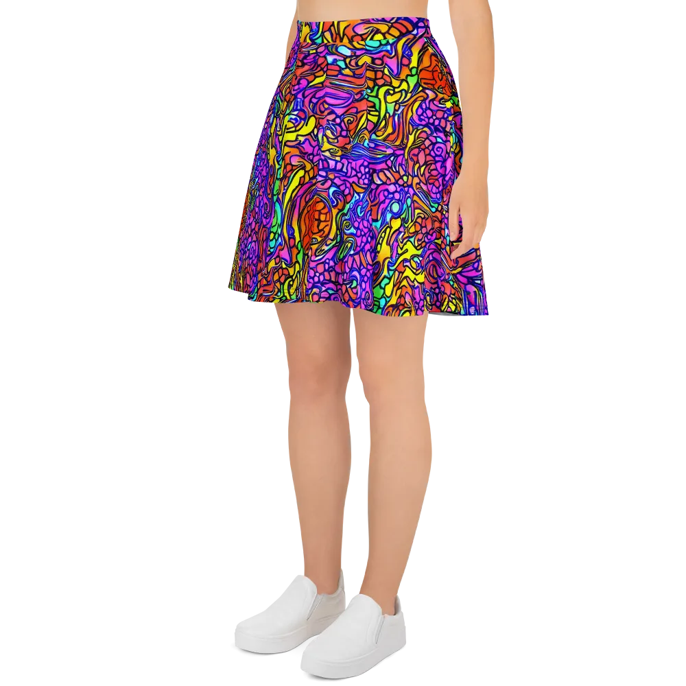 Technicolor Tangle on Skater Skirt — Left