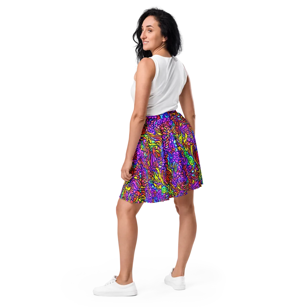 Technicolor Tangle on Skater Skirt — Back