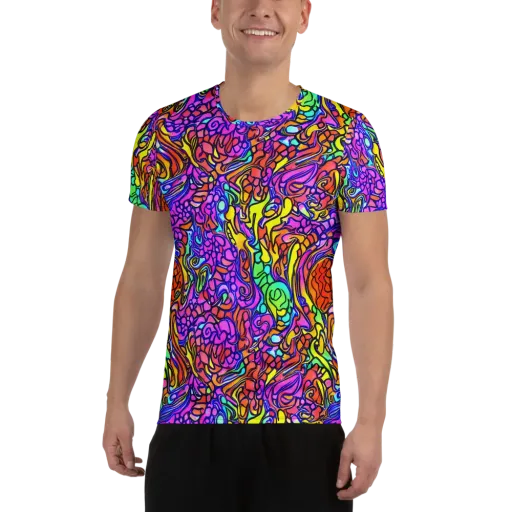 Technicolor Tangle on a Men's Athletic T-Shirt