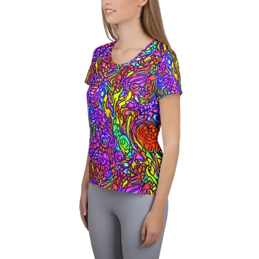 Technicolor Tangle on a Women's Athletic T-Shirt