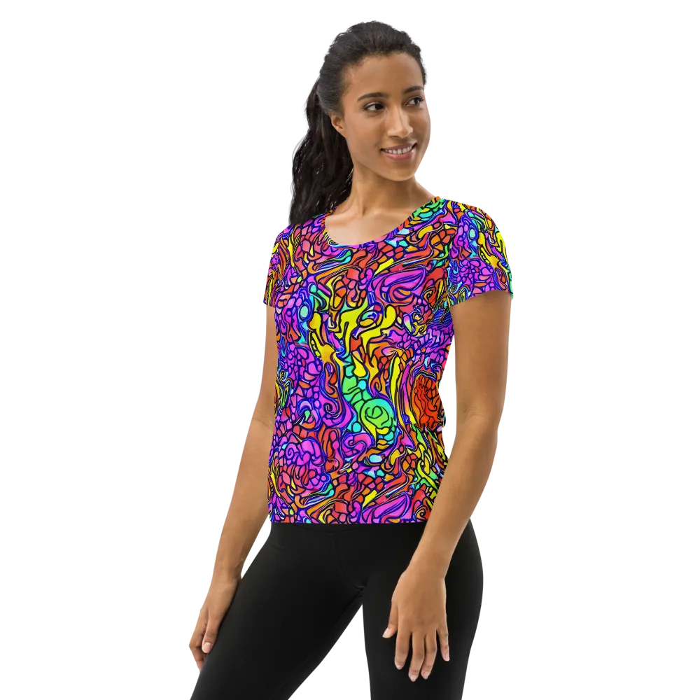 Technicolor Tangle on Women's Athletic T-Shirt — Left