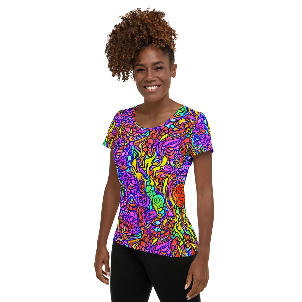 Technicolor Tangle on Women's Athletic T-Shirt — Left