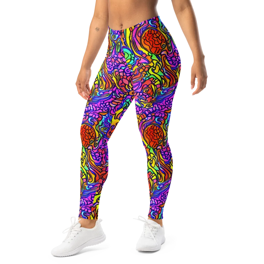 Technicolor Tangle on Leggings — Left Front