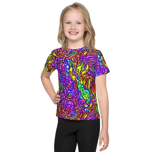 Technicolor Tangle on a Kids Crew Neck T-Shirt