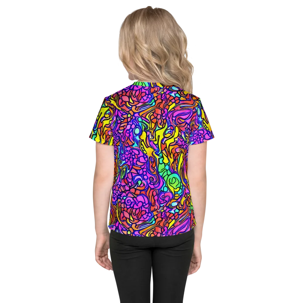Technicolor Tangle on Kids Crew Neck T-Shirt — Back