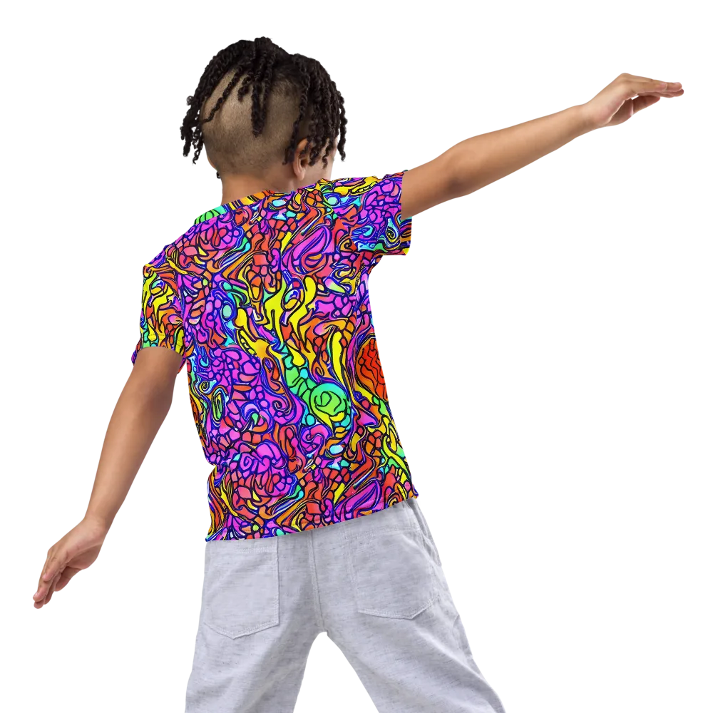 Technicolor Tangle on Kids Crew Neck T-Shirt — Back