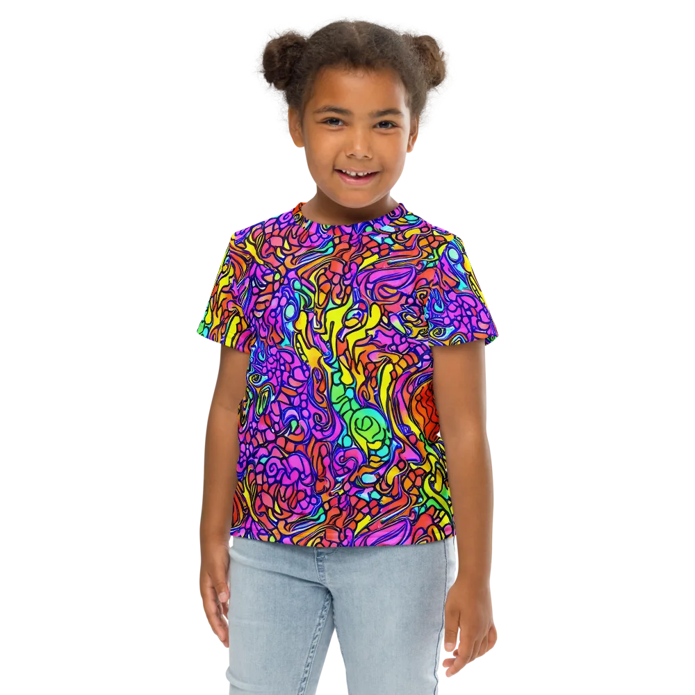 Technicolor Tangle on Kids Crew Neck T-Shirt — Front