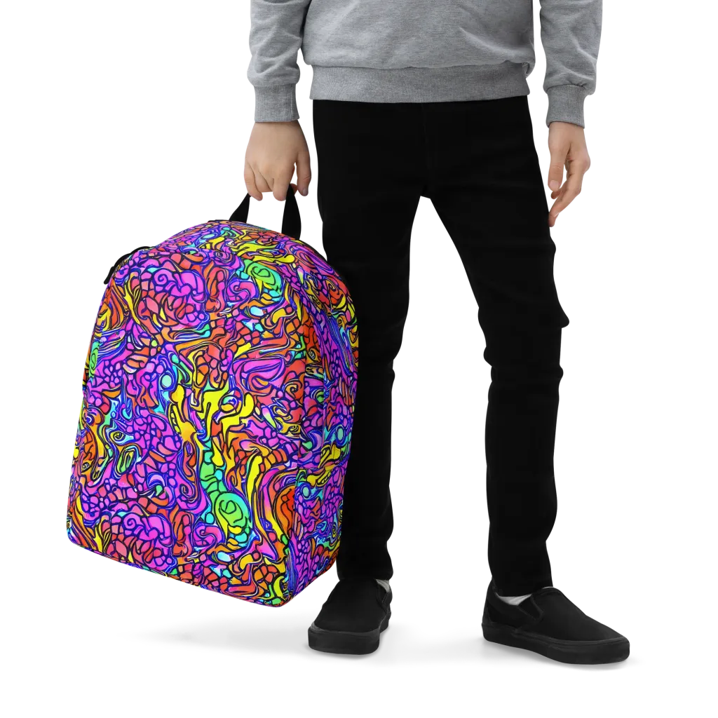 Technicolor Tangle on Minimalist Backpack — Zoomed-in