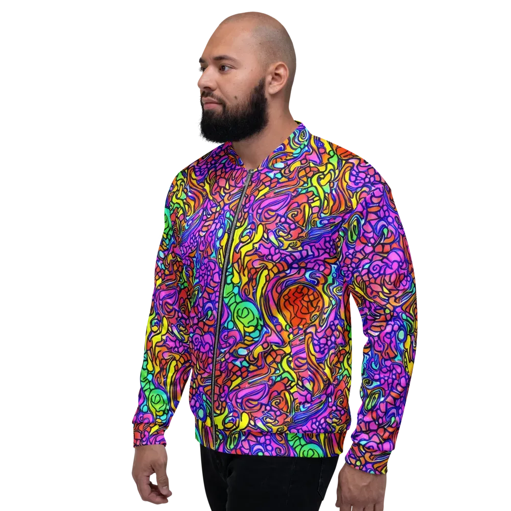 Technicolor Tangle on Bomber Jacket — Left