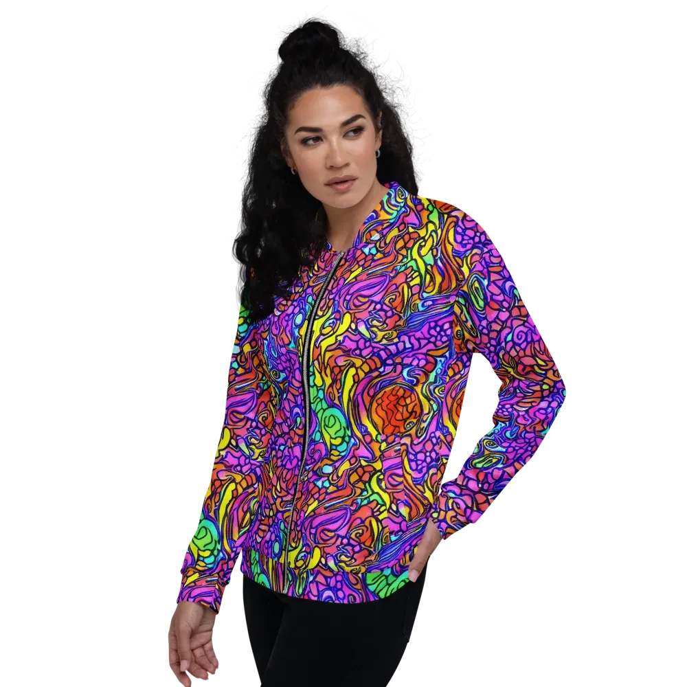 Technicolor Tangle on Bomber Jacket — Left