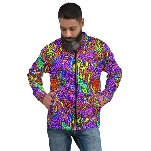 Technicolor Tangle on a Bomber Jacket