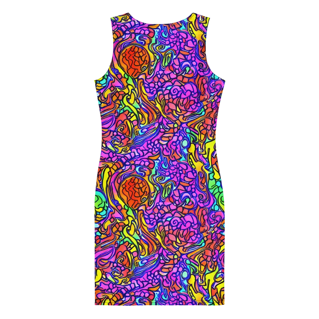 Technicolor Tangle on Bodycon Dress — Back
