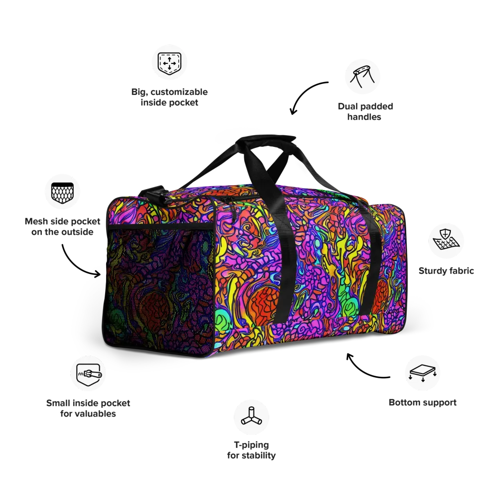 Technicolor Tangle on Duffle Bag — Right Front