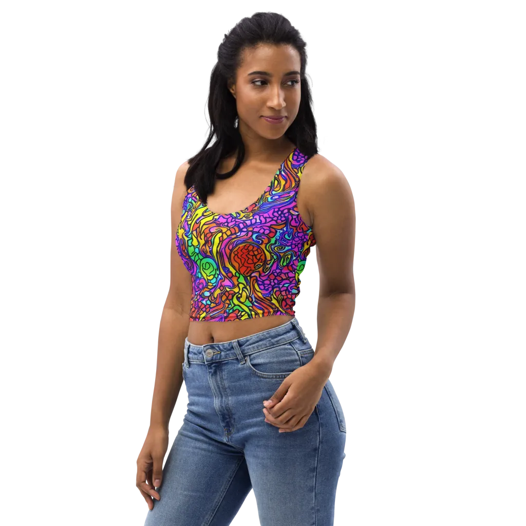 Technicolor Tangle on Crop Top — Left Front