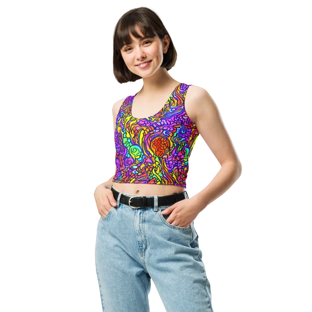 Technicolor Tangle on Crop Top — Front