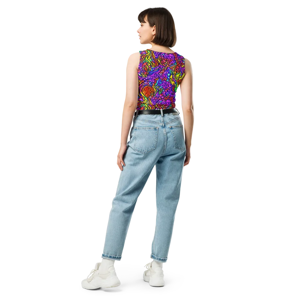 Technicolor Tangle on Crop Top — Back