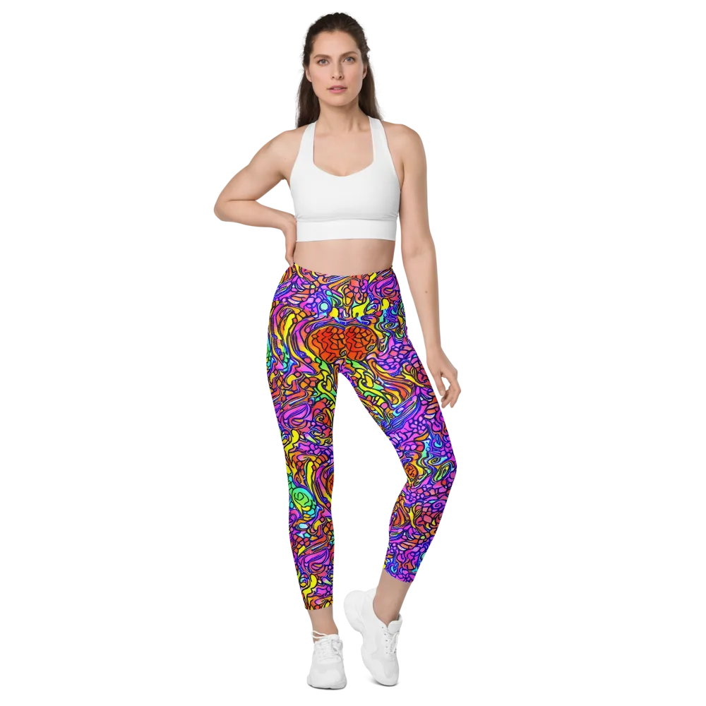 Technicolor Tangle on Leggings with Pockets — Front