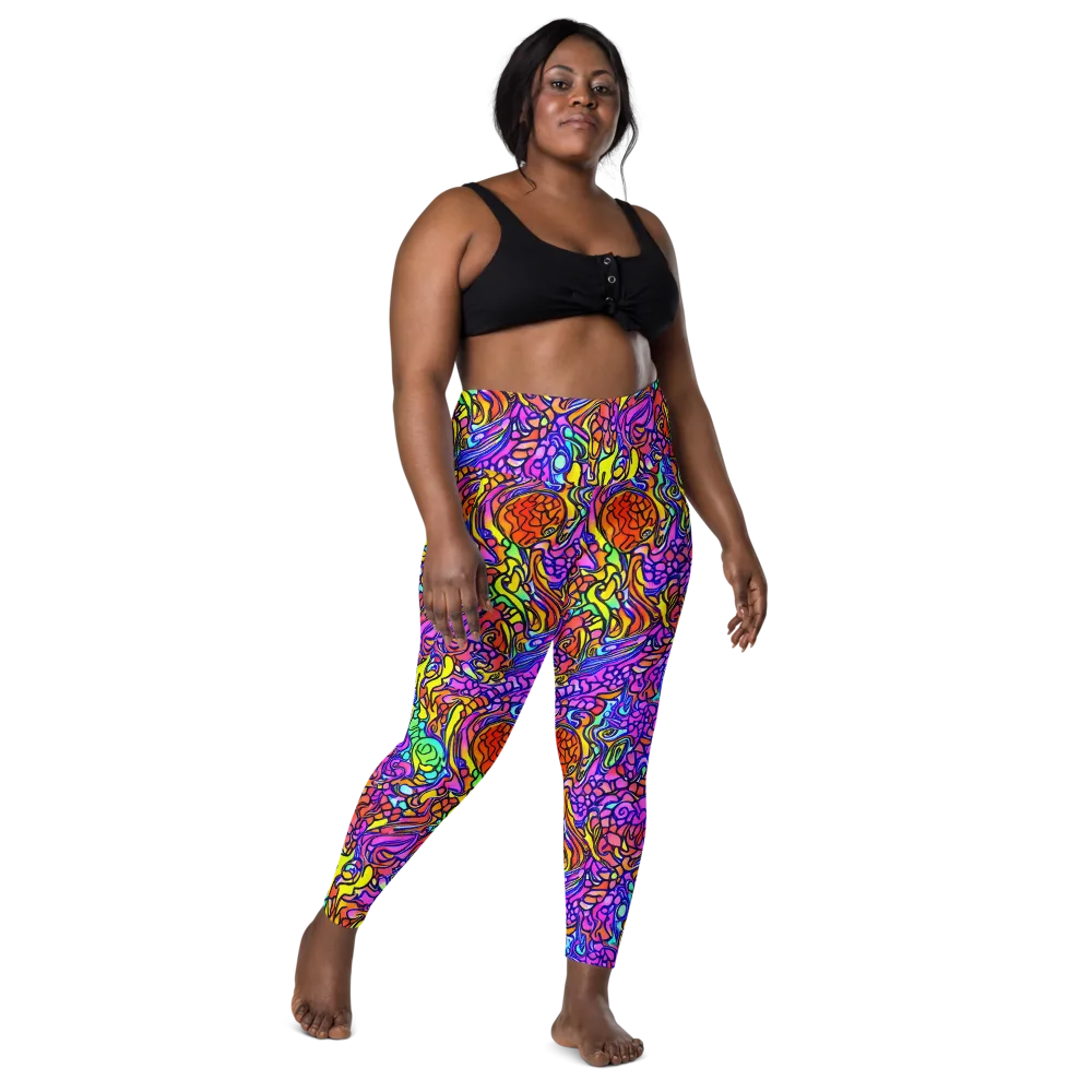 Technicolor Tangle on Leggings with Pockets — Front