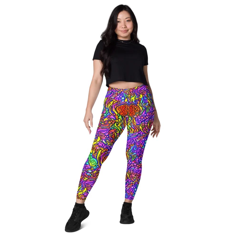 Technicolor Tangle on Leggings with Pockets — Front