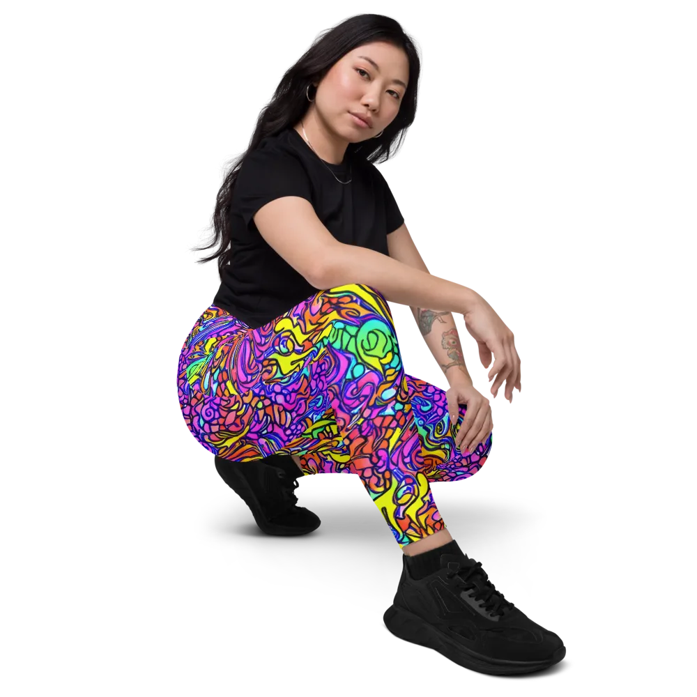 Technicolor Tangle on Leggings with Pockets — Right Front