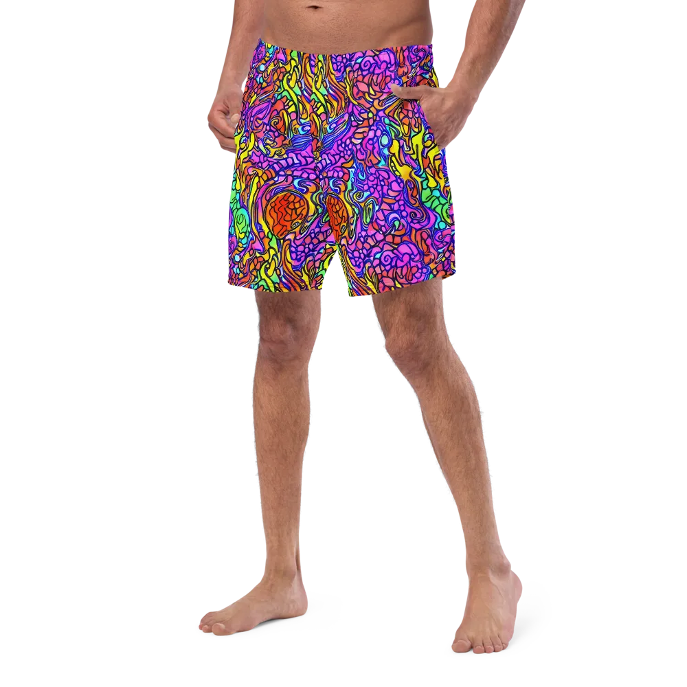 Technicolor Tangle on Swim Trunks — Left Front