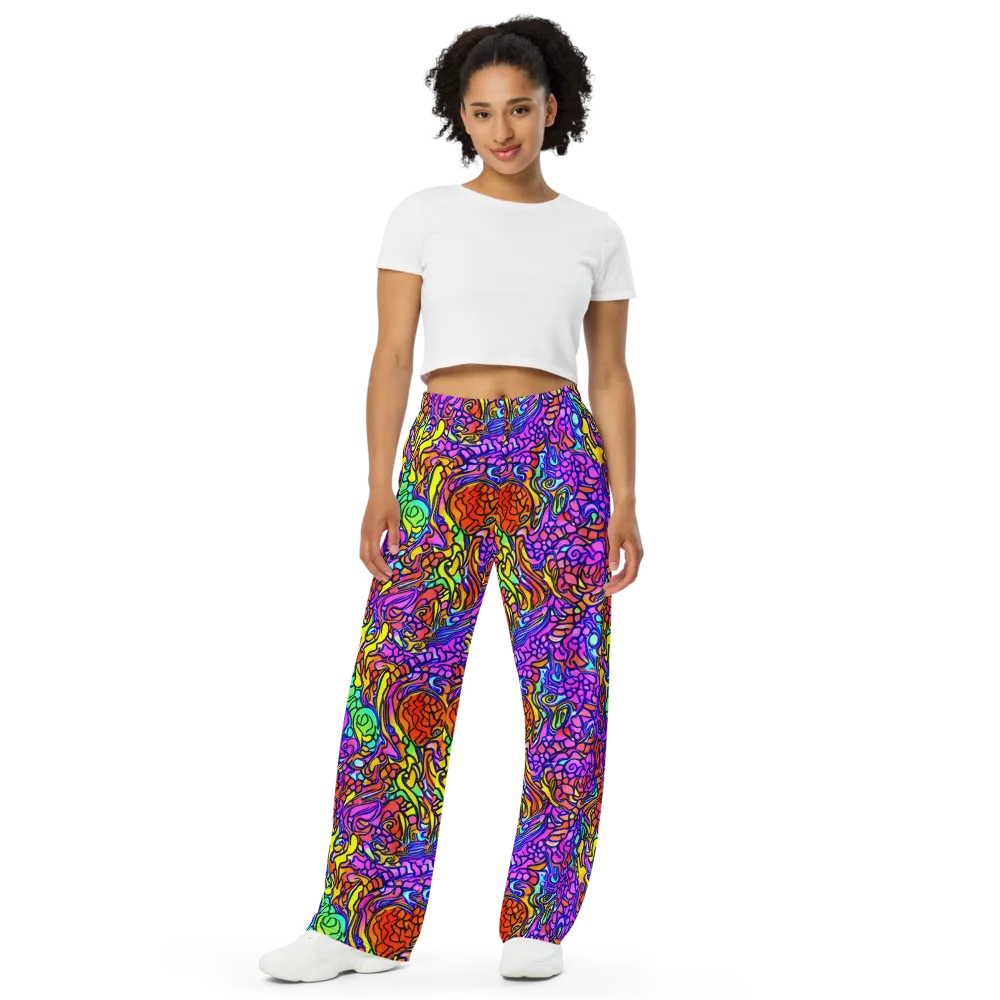 Technicolor Tangle on Wide-Leg Pants — Front