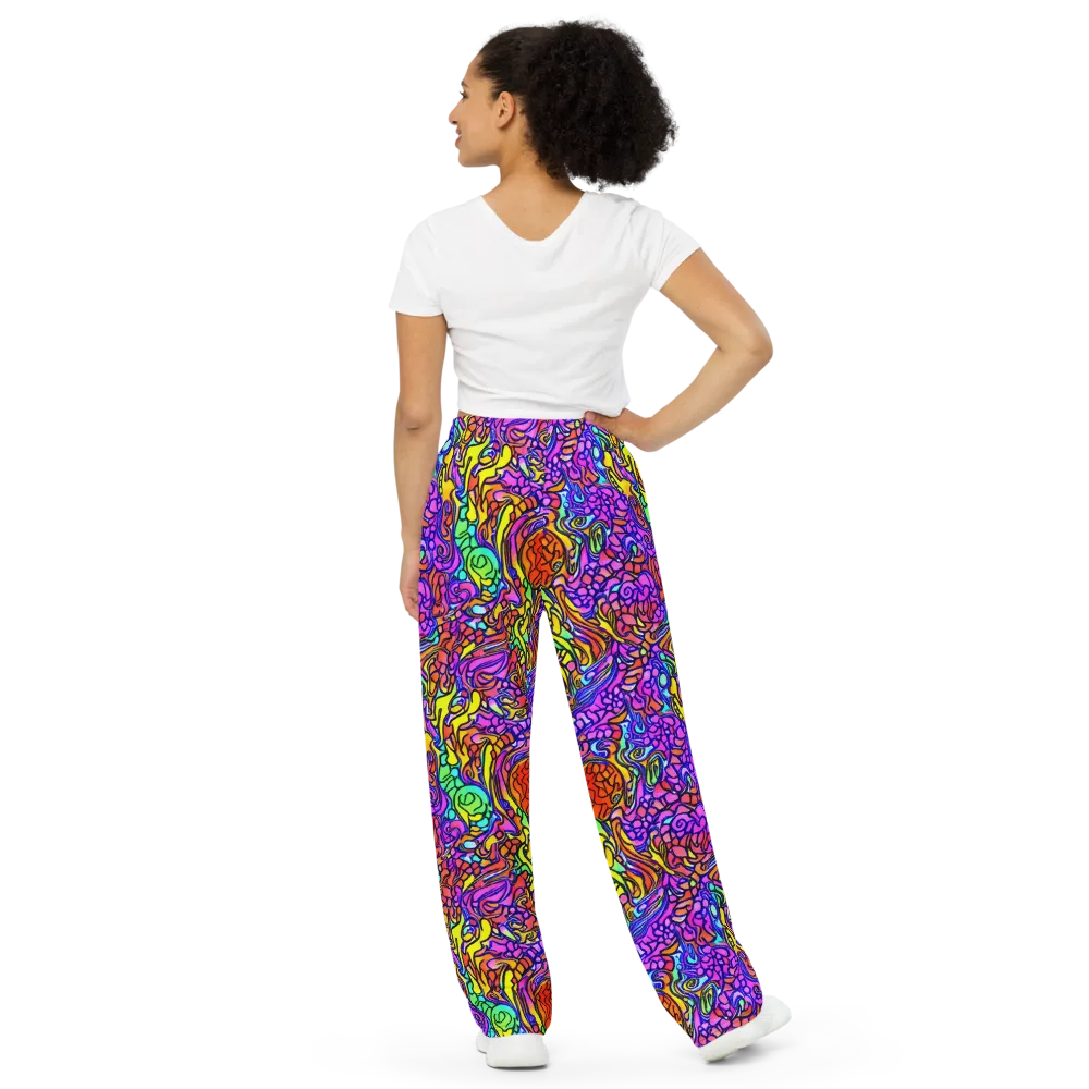 Technicolor Tangle on Wide-Leg Pants — Back