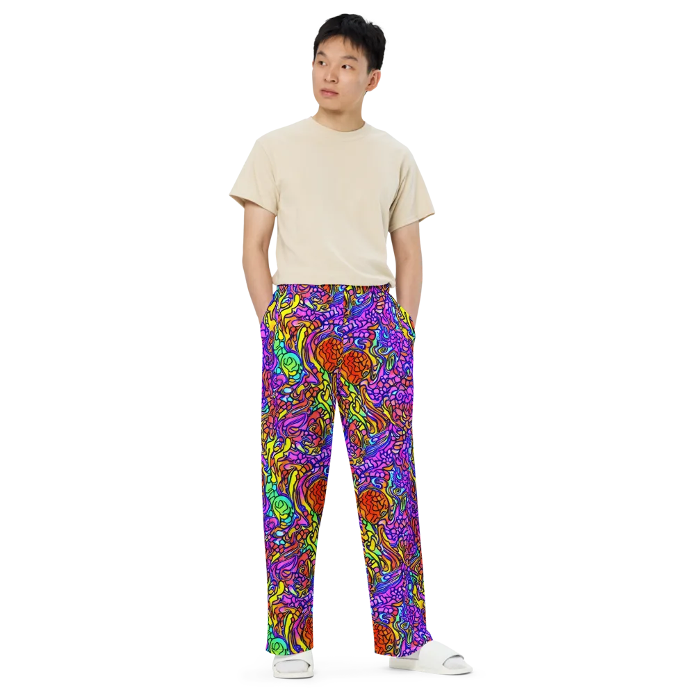 Technicolor Tangle on Wide-Leg Pants — Front