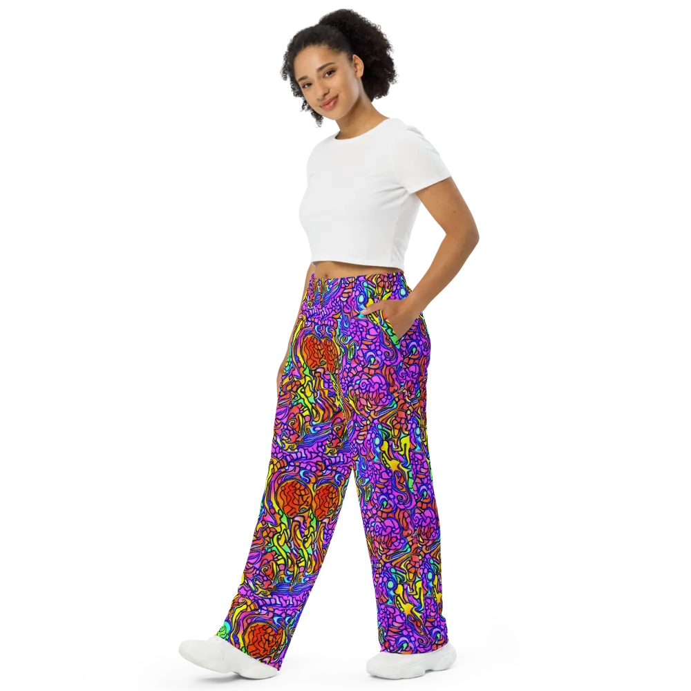 Technicolor Tangle on Wide-Leg Pants — Left Front