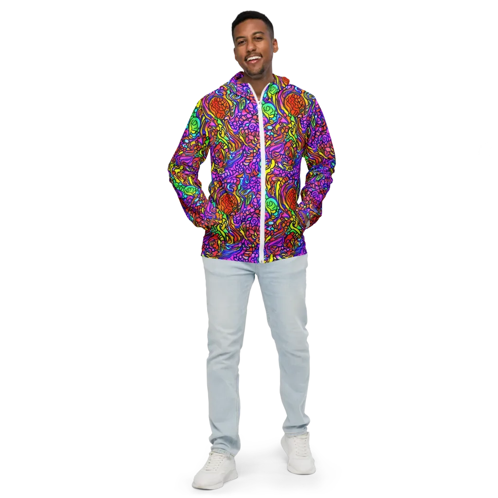 Technicolor Tangle on Men's Windbreaker — Front