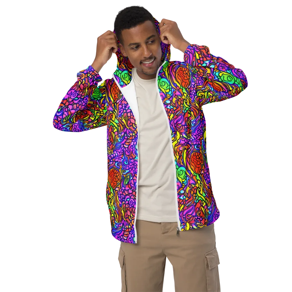 Technicolor Tangle on Men's Windbreaker — Front
