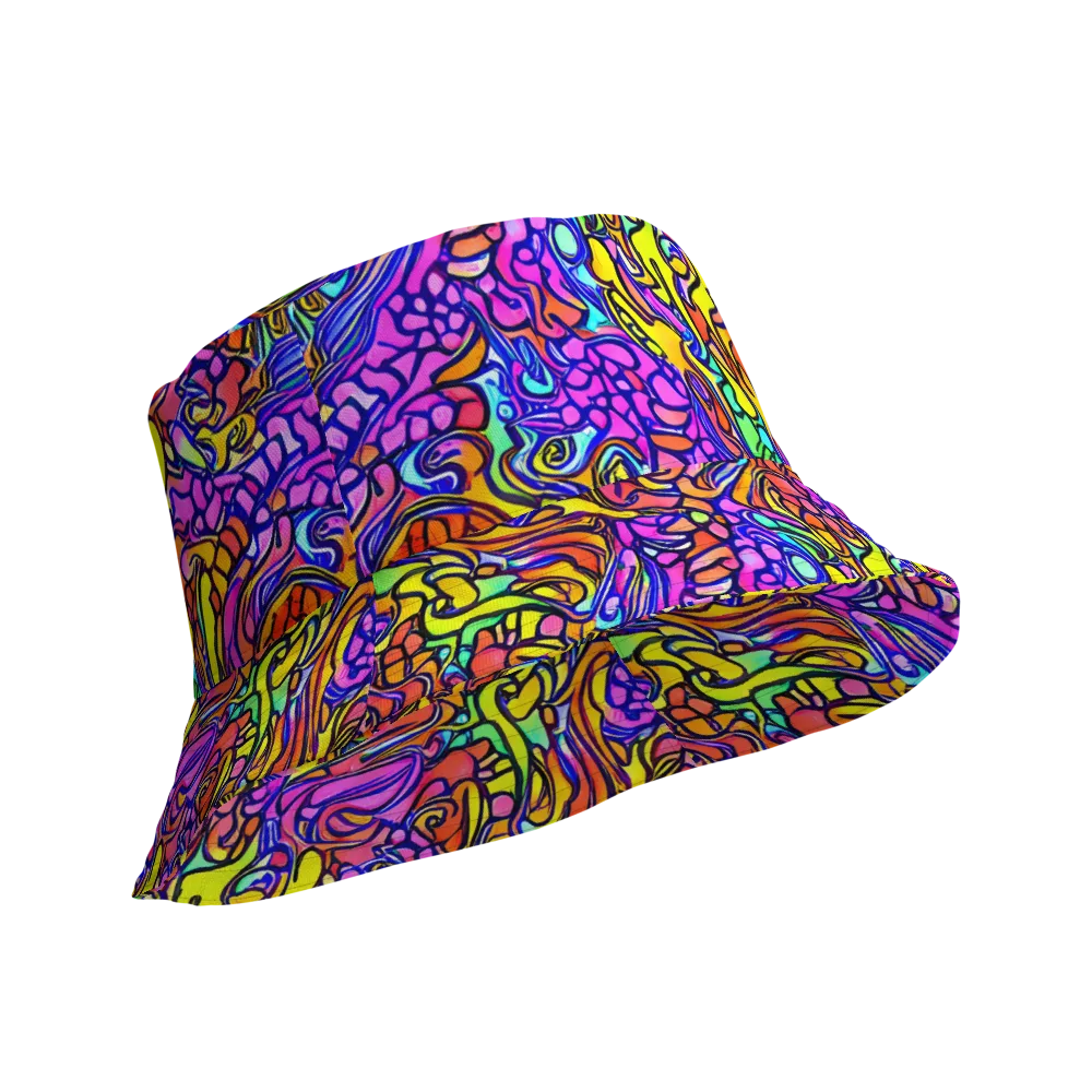 Technicolor Tangle on Reversible Bucket Hat — Product details Outside