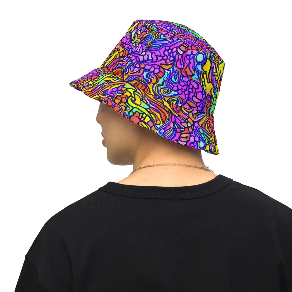 Technicolor Tangle on Reversible Bucket Hat — Back Inside