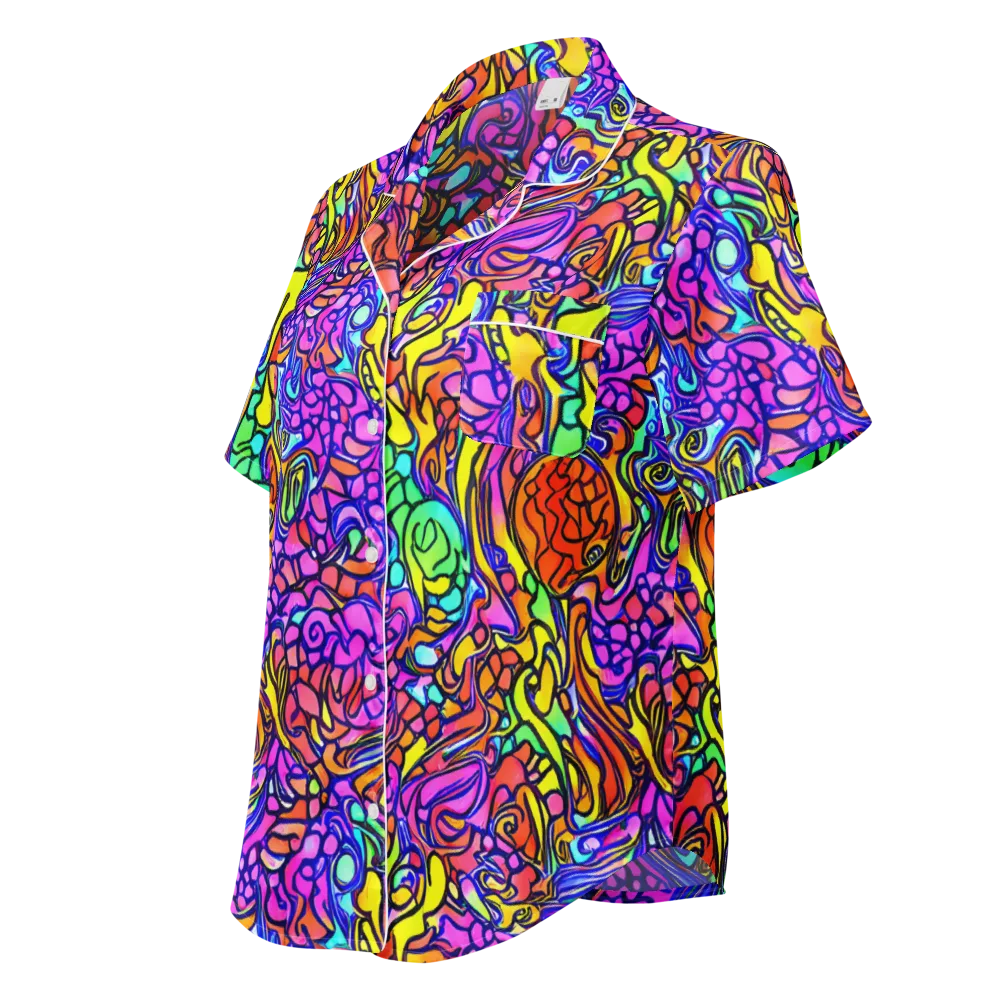 Technicolor Tangle on Women's Short Sleeve Pajama Top — Left Front