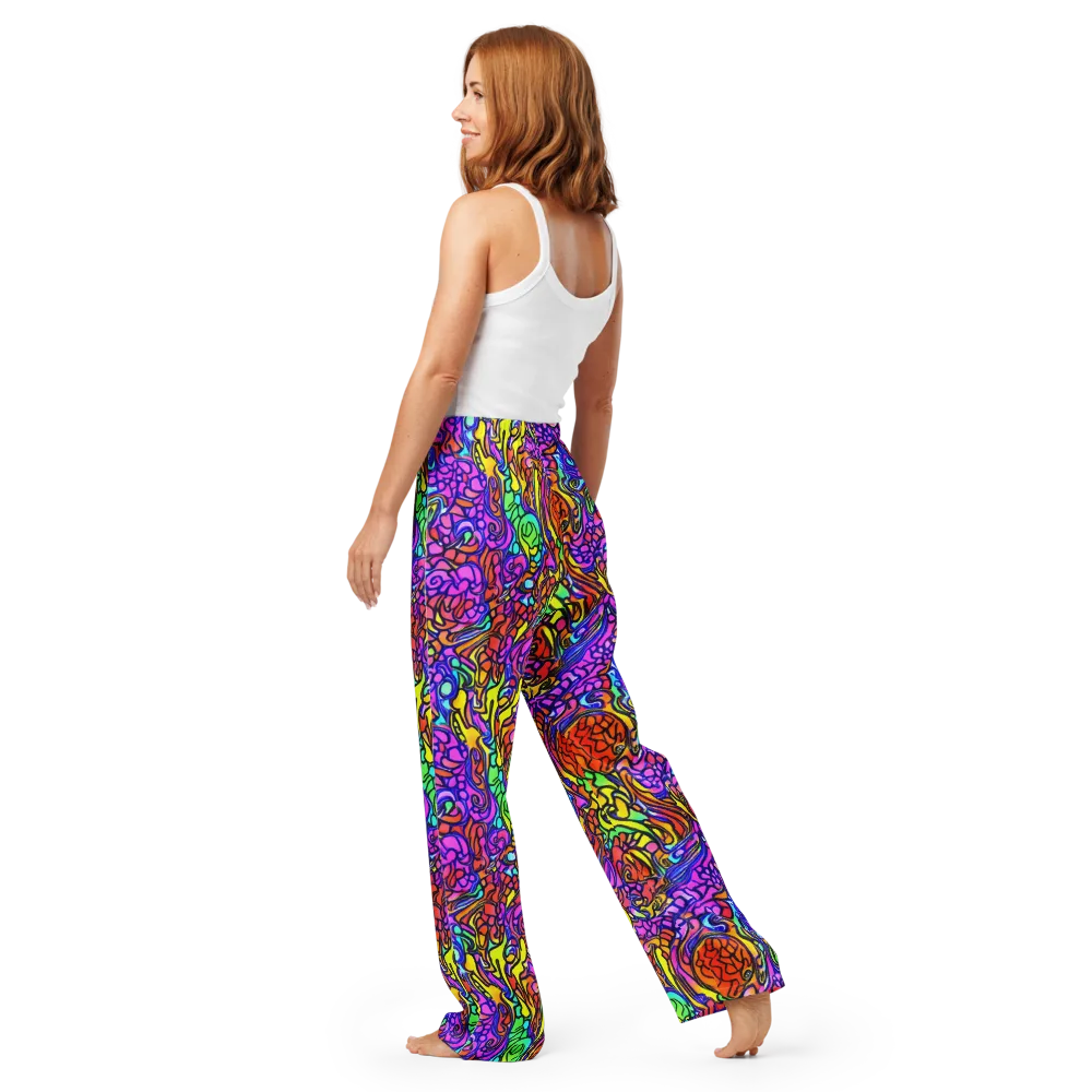 Technicolor Tangle on Women's Pajama Pants — Back