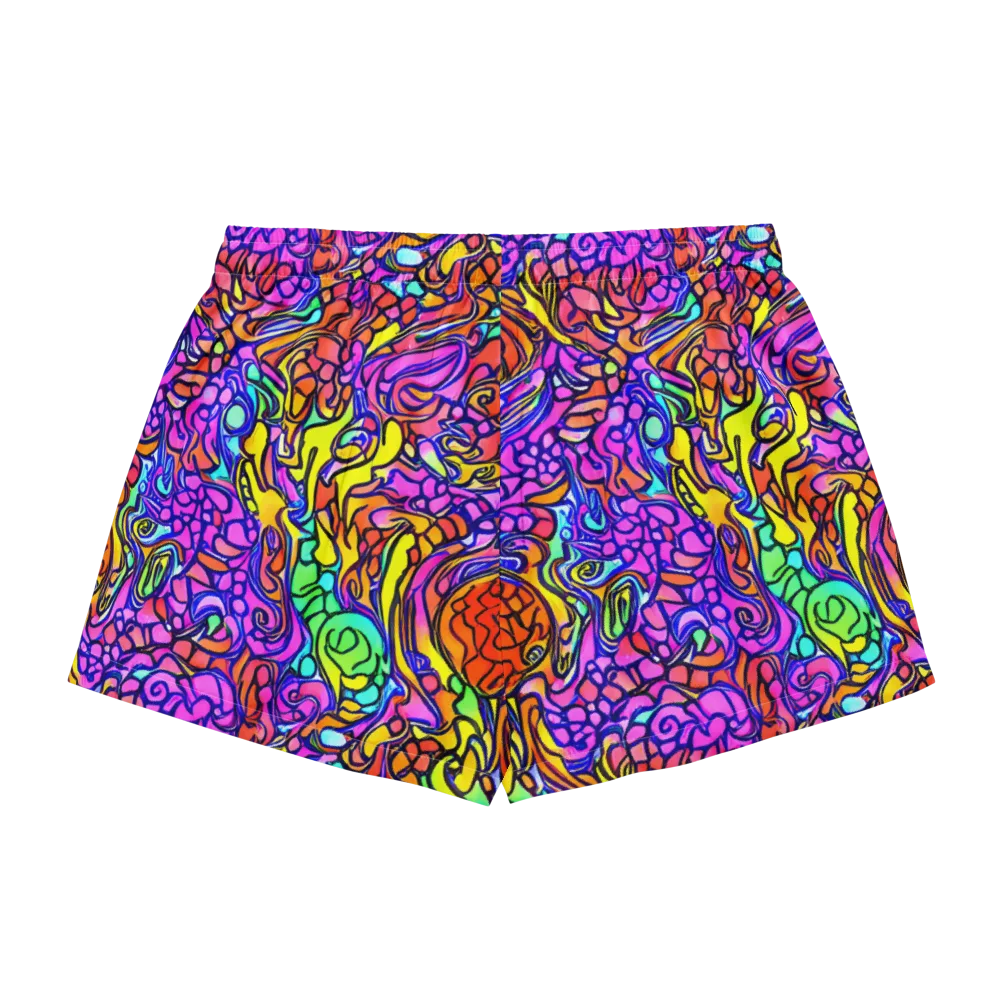 Technicolor Tangle on Women's Pajama Shorts — Back