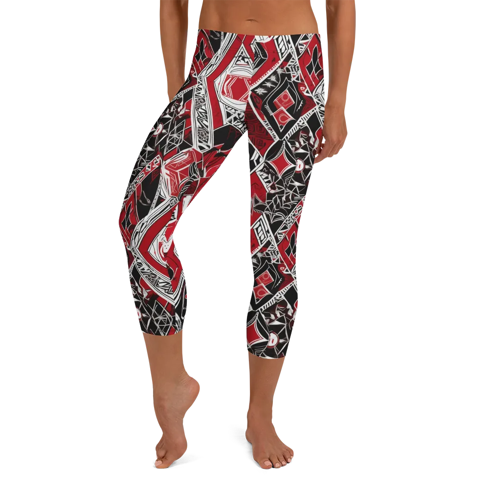 Rouge Geometry on Capri Leggings — Front