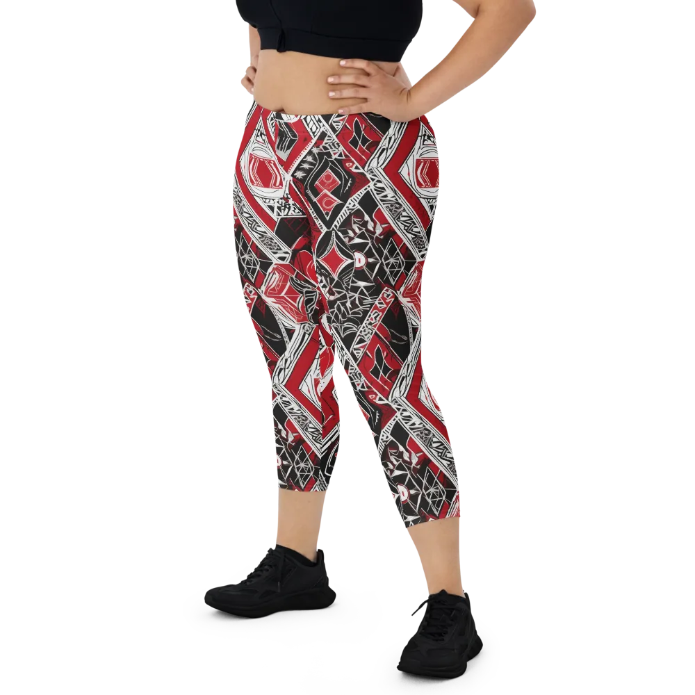 Rouge Geometry on Capri Leggings — Front