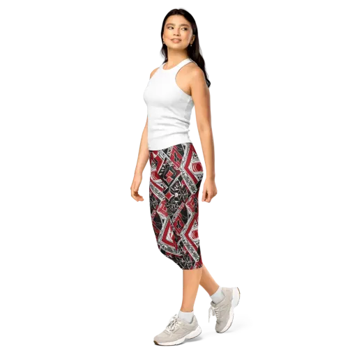 Rouge Geometry on a Capri Leggings