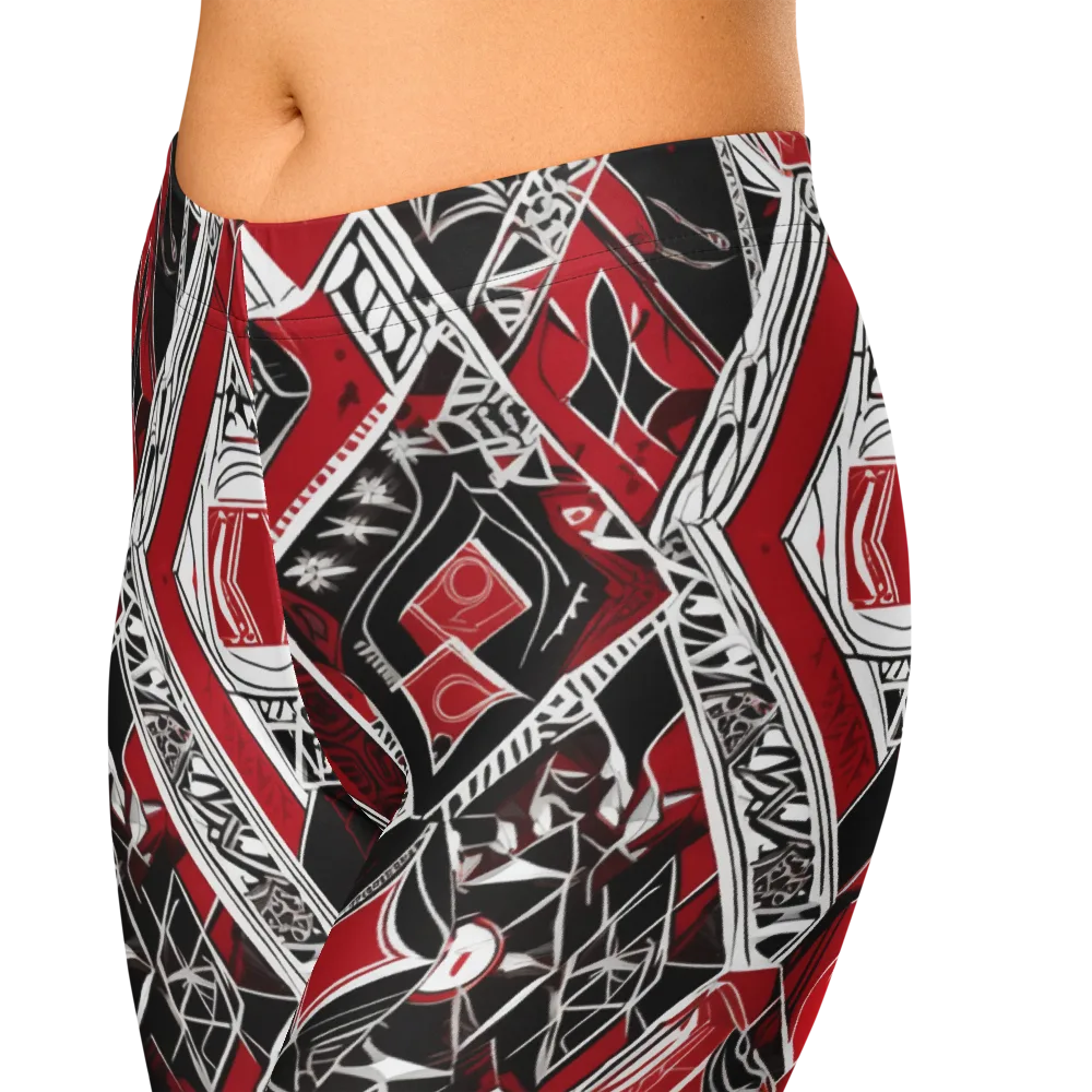 Rouge Geometry on Capri Leggings — Zoomed-in
